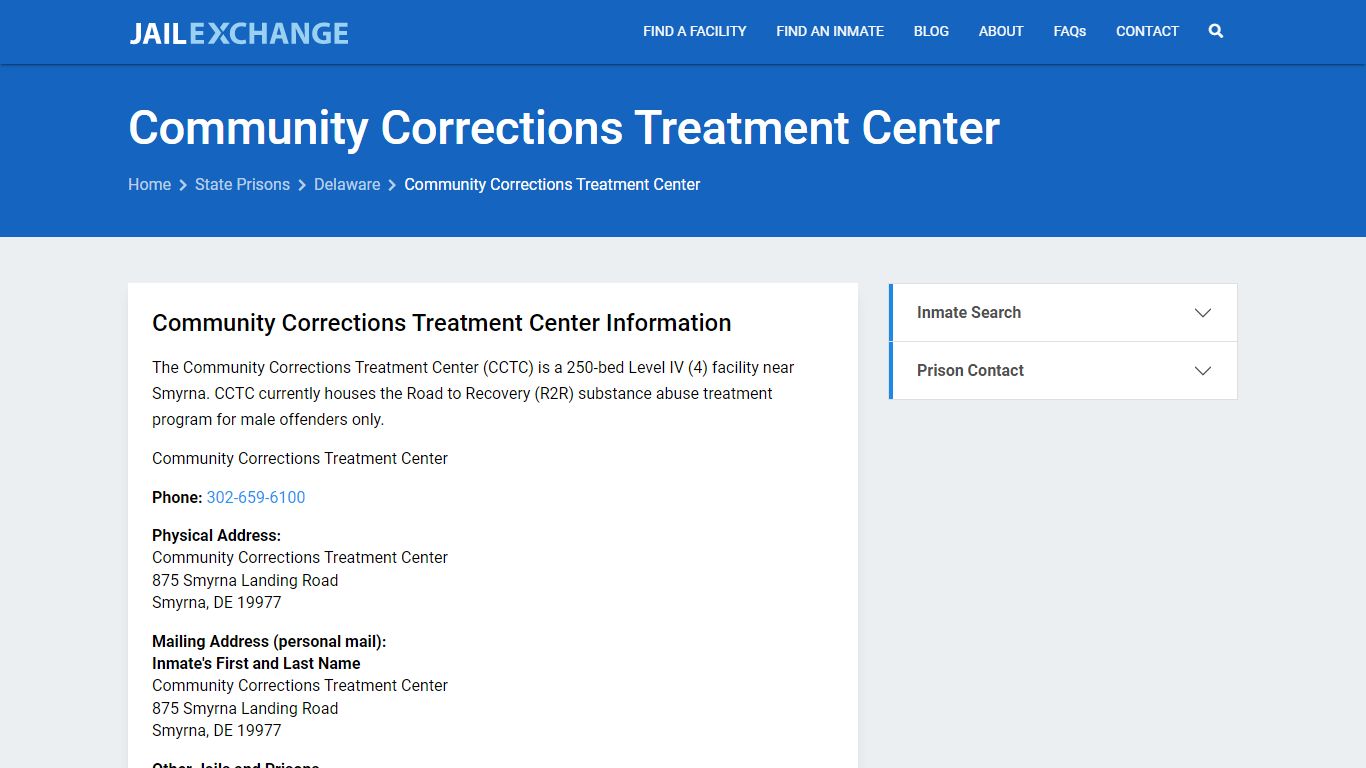 Community Corrections Treatment Center Inmate Search, DE - Jail Exchange